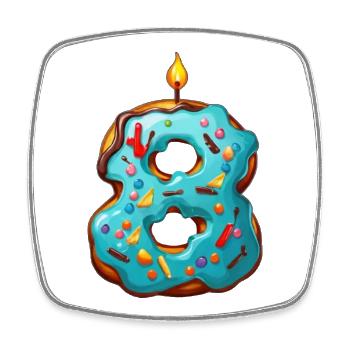 NUMBER 8 CAKE SWEET 8TH BIRTHDAY - Square fridge magnet - white - Front