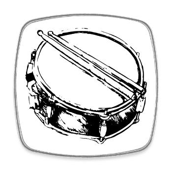 Snare - Drum - Percussion - Musique - Magnet carré - blanc - Devant
