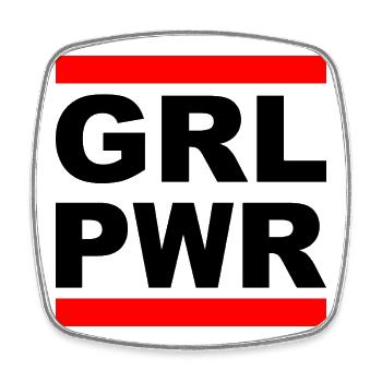 Girl Power "GRL PWR" - Zeig deine Stärke! - Viereckiger Kühlschrankmagnet - Weiß - Vorne