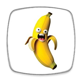 Expressive banana figure with a face - Square fridge magnet - white - Front