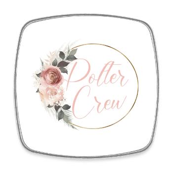Polter Crew! Blumen Bouquet Boho Kranz - Viereckiger Kühlschrankmagnet - Weiß - Vorne