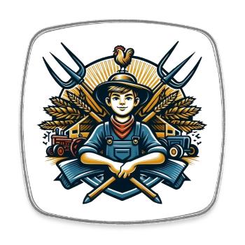 Logo du garçon du village - Magnet carré - blanc - Devant