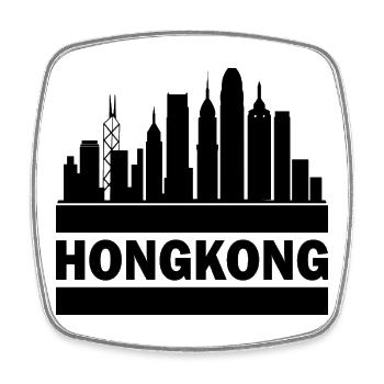 Hong Kong Skyline Souvenir Asia Buddha Gift Om - Square fridge magnet - white - Front