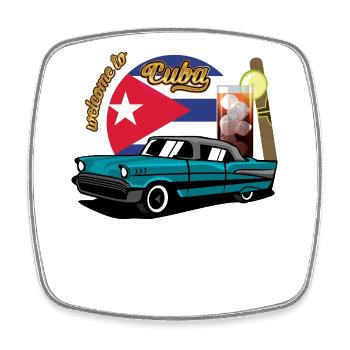 Cuba Cigar Car Rum Libre Havana Souvenir retro - Square fridge magnet - white - Front