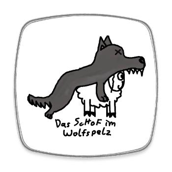 Schof im Wolfspelz - Viereckiger Kühlschrankmagnet - Weiß - Vorne