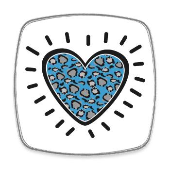Leopard Heart Burst - Square fridge magnet - white - Front