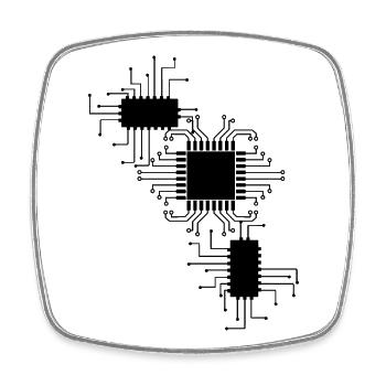 électricien électricien électronique électrique profession tension CPU - Magnet carré - blanc - Devant