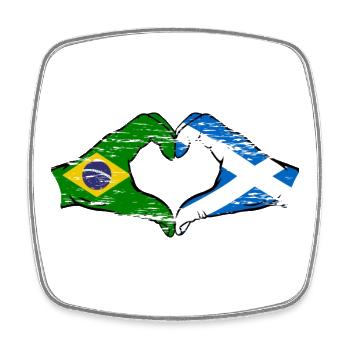 Brésil Ecosse drapeau mains forme de coeur utilisé - Magnet carré - blanc - Devant