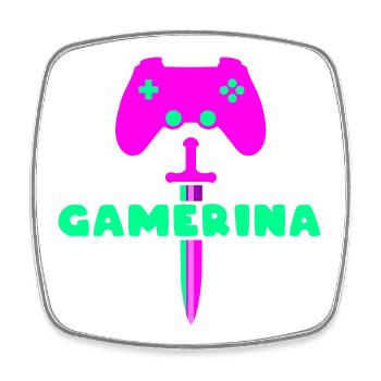 GAMERINA Neon Sword Logo - Viereckiger Kühlschrankmagnet - Weiß - Vorne