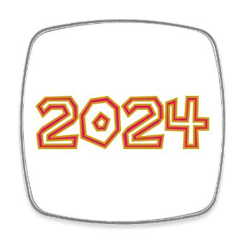 2024. YEAR. HAPPY NEW YEAR. NEW YEAR'S EVE - Square fridge magnet - white - Front