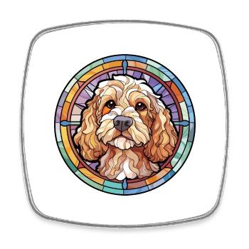 Cockapoo Hunderasse Buntes Glas Buntes Wassercol - Viereckiger Kühlschrankmagnet - Weiß - Vorne