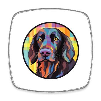Flach beschichtetes Retriever-Hunderassen-Aquarellglas - Viereckiger Kühlschrankmagnet - Weiß - Vorne