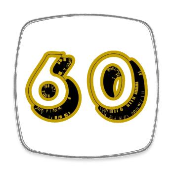 60. 60 JAHRE. 60-JÄHRIGES JUBILÄUM. 60. GEBURTSTAG. - Viereckiger Kühlschrankmagnet - Weiß - Vorne