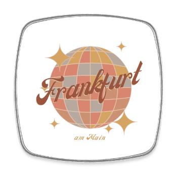 Frankfurt am Main Retro Vintage Design Diskokugel - Viereckiger Kühlschrankmagnet - Weiß - Vorne