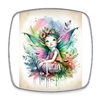 Leprechaun - Pixies - Blumen, Aquarell & Fee - Viereckiger Kühlschrankmagnet - Weiß - Vorne