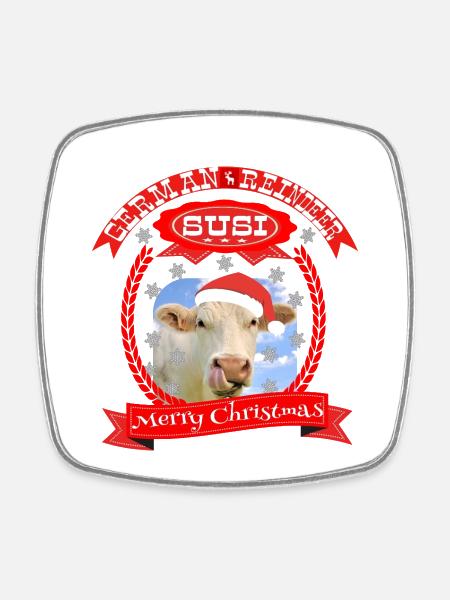 Frohe Weihnachten ein deutsches Rentier - Viereckiger Kühlschrankmagnet - Weiß
