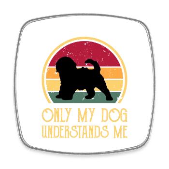 Cockapoo Hundeliebhaber Silhouette Vintage Sonnenuntergang - Viereckiger Kühlschrankmagnet - Weiß - Vorne