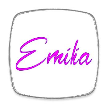 Emilia Neon Script - Viereckiger Kühlschrankmagnet - Weiß - Vorne