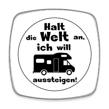halt die welt an - Viereckiger Kühlschrankmagnet - Weiß - Vorne