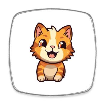 Pixie Bob Katze Cartoon Aquarell Illustration - Viereckiger Kühlschrankmagnet - Weiß - Vorne