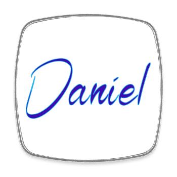Daniel Signatur Blau Script - Viereckiger Kühlschrankmagnet - Weiß - Vorne