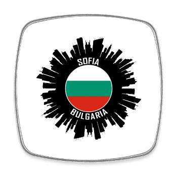 Sofia Skyline Bulgarien Flagge Reise Souvenir - Viereckiger Kühlschrankmagnet - Weiß - Vorne
