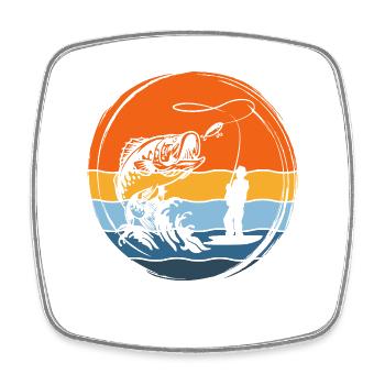 Angler Angeln - Viereckiger Kühlschrankmagnet - Weiß - Vorne