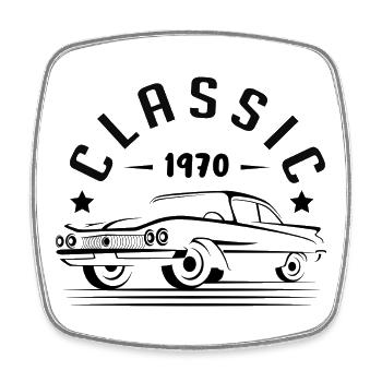 Klassisch 1970. - Viereckiger Kühlschrankmagnet - Weiß - Vorne