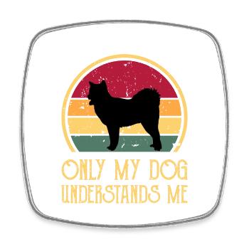 Kanadischer Eskimo Hund Liebe Silhouette Vintage Sonnenuntergang - Viereckiger Kühlschrankmagnet - Weiß - Vorne