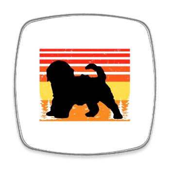 Cockapoo Hundeliebhaber Silhouette Vintage Sonnenuntergang - Viereckiger Kühlschrankmagnet - Weiß - Vorne