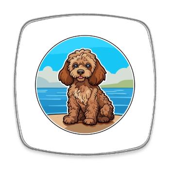 Cockapoo Hund Rasse Cartoon Kawaii Clipart Hund Haustier - Viereckiger Kühlschrankmagnet - Weiß - Vorne