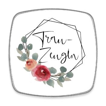 Trauzeugin - Hexagon Vintage Blumen - Viereckiger Kühlschrankmagnet - Weiß - Vorne