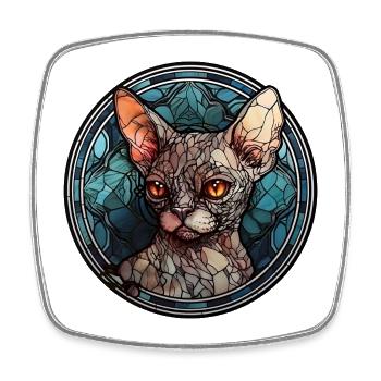 Devon Rex Katzenrasse Aquarellglas - Viereckiger Kühlschrankmagnet - Weiß - Vorne