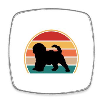 Cockapoo Hundeliebhaber Silhouette Vintage Sonnenuntergang - Viereckiger Kühlschrankmagnet - Weiß - Vorne