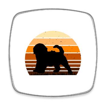 Cockapoo Hund Liebhaber Silhouette Vintage Sonnenuntergang - Viereckiger Kühlschrankmagnet - Weiß - Vorne