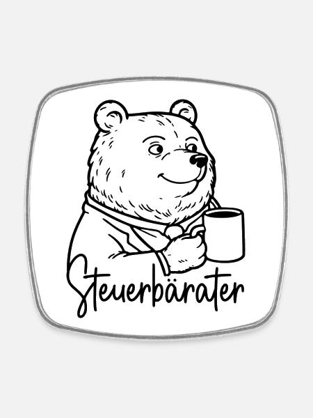 Steuerberater Bär Kaffeetasse Kaffee Steuerbärater - Viereckiger Kühlschrankmagnet - Weiß