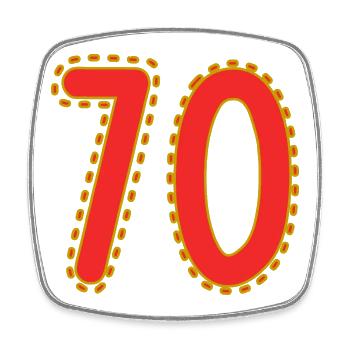 70. 70 JAHRE. 70. JAHRESTAG. 70-JÄHRIGES JUBILÄUM. - Viereckiger Kühlschrankmagnet - Weiß - Vorne