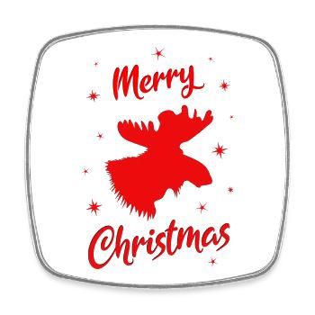 Merry Christmas moose - Viereckiger Kühlschrankmagnet - Weiß - Vorne