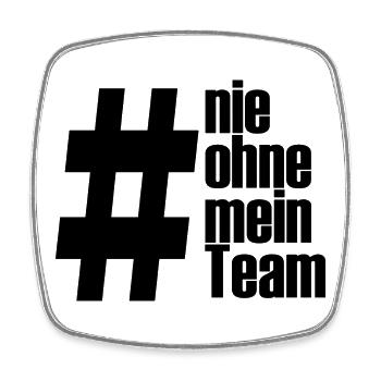 ohne mein team - Viereckiger Kühlschrankmagnet - Weiß - Vorne
