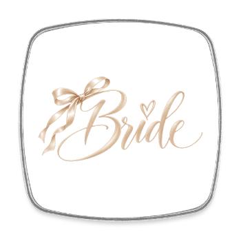 Bride : Roségold mit Schleife - Viereckiger Kühlschrankmagnet - Weiß - Vorne