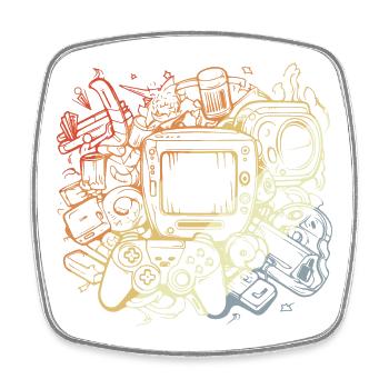 PC Spiele im Vintage Look - Viereckiger Kühlschrankmagnet - Weiß - Vorne