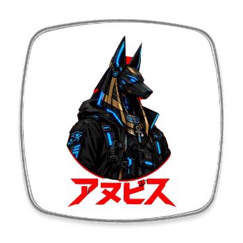 Cyberpunk Anubis Japanische rote Sonne Streetwear - Viereckiger Kühlschrankmagnet - Weiß - Vorne