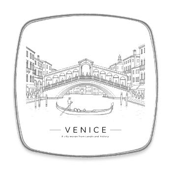 Venedig Rialto-Brücke - Viereckiger Kühlschrankmagnet - Weiß - Vorne