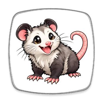 Kawaii Opossum – Süßer Beutelratten-Charme - Viereckiger Kühlschrankmagnet - Weiß - Vorne