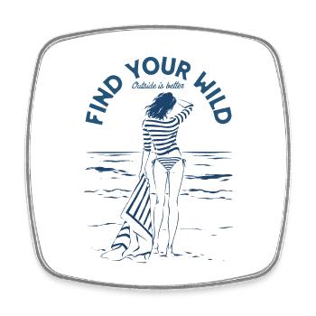 Finde deine Silhouette des wilden Strandes - Viereckiger Kühlschrankmagnet - Weiß - Vorne