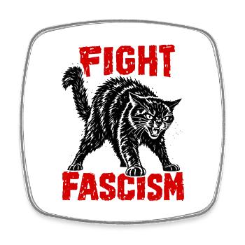 Fight Fascism Katze Antifaschismus Punk Statement - Viereckiger Kühlschrankmagnet - Weiß - Vorne
