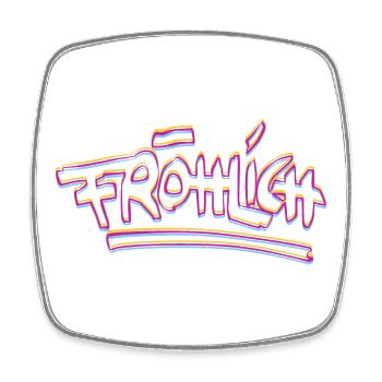 Fröhlich Neon Graffiti - Viereckiger Kühlschrankmagnet - Weiß - Vorne