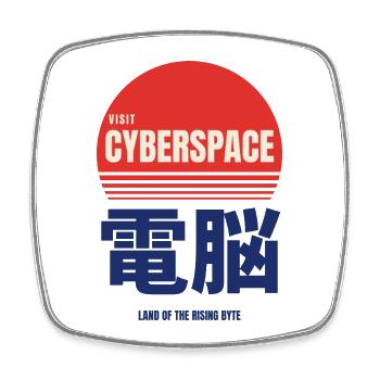 Besuchen Sie Cyberspace Land Of The Rising Byte - Viereckiger Kühlschrankmagnet - Weiß - Vorne