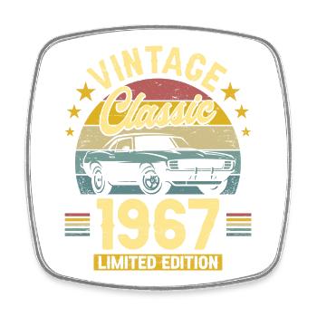 1967 60-Jahres-Jubiläums-Oldtimer - Viereckiger Kühlschrankmagnet - Weiß - Vorne
