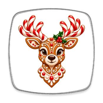 Weihnachtliches Lebkuchen-Rentier  - Viereckiger Kühlschrankmagnet - Weiß - Vorne